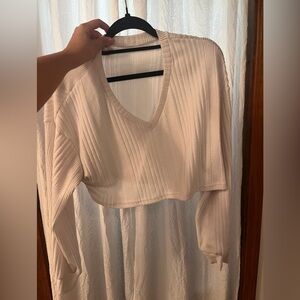White Cropped V Neck